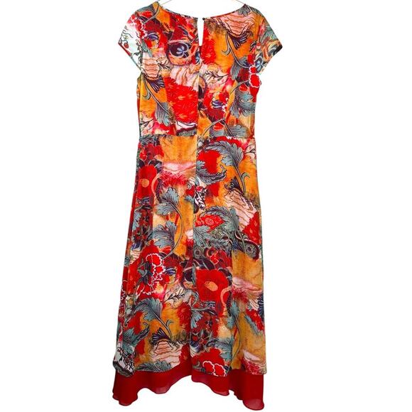FLORYDAY Maxi Dress Cap Sleeve Floral Abstract Print in Multicolor Women's Large - Picture 7 of 11